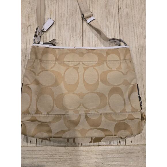 Coach Signature C Beige Canvas Crossbody Bag Women's Adjustable Strap - Picture 6 of 14
